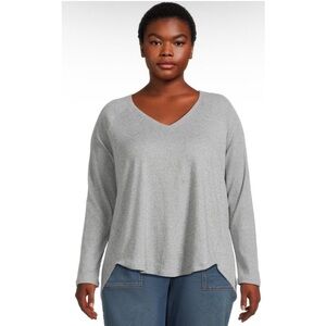 🆕 Terra & Sky Women’s Plus Size Vneck Hacci Knit Shirt Top Size: 2X (20W-22W)